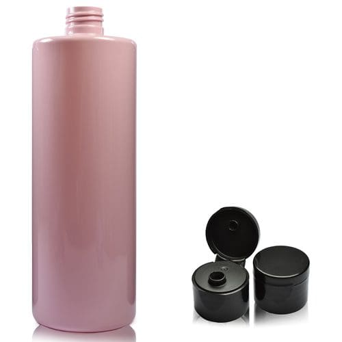 500ml Pink Plastic Bottle with black flip