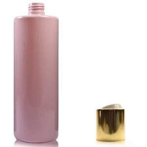 500ml Pink Plastic Bottle with white gold