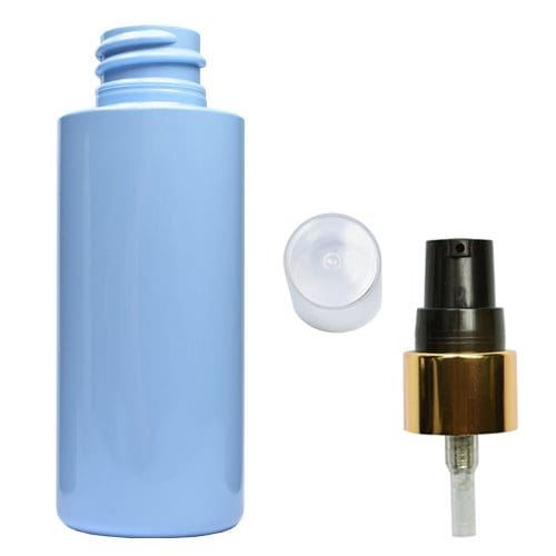 50ml Blue Plastic bottle with gold black pump