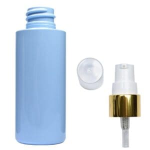 50ml Blue Plastic bottle with gold white pump