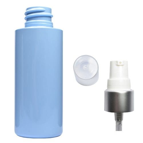 50ml Blue Plastic bottle with matt silver pump