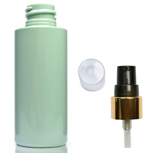 50ml Green Plastic bottle with gold black pump
