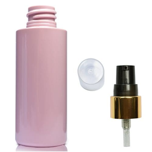 50ml Pink Plastic bottle with gold black pump