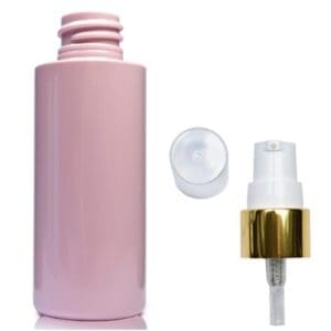 50ml Pink Plastic bottle with gold white pump