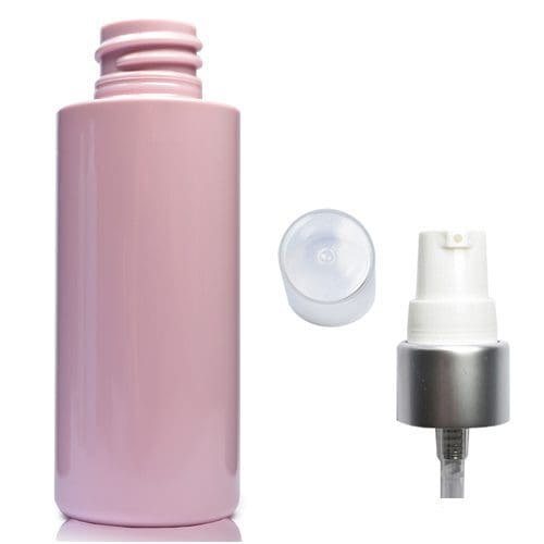 50ml Pink Plastic bottle with matt silver pump
