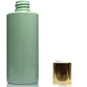 100ml Green Plastic bottle with white gold disc