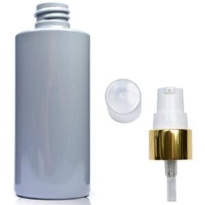 100ml Grey Plastic bottle with gold white pump