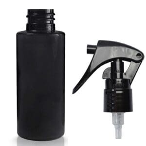50ml Glossy Black Plastic Bottle With Mini Trigger Spray
