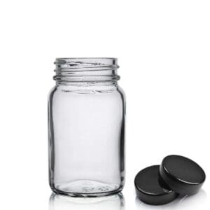 60ml Clear Pharmapac Jar w black plastic lid