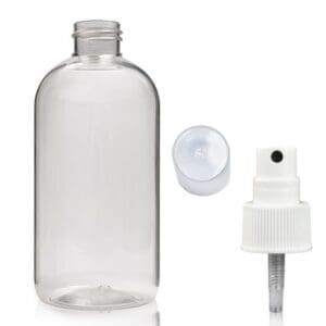 250ml Clear PET Boston Bottle With Atomiser Spray