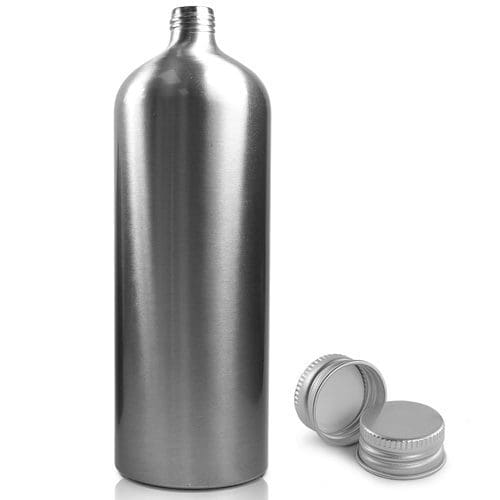1 Litre Brushed Aluminium Bottle With Aluminium Cap - Ampulla Ltd