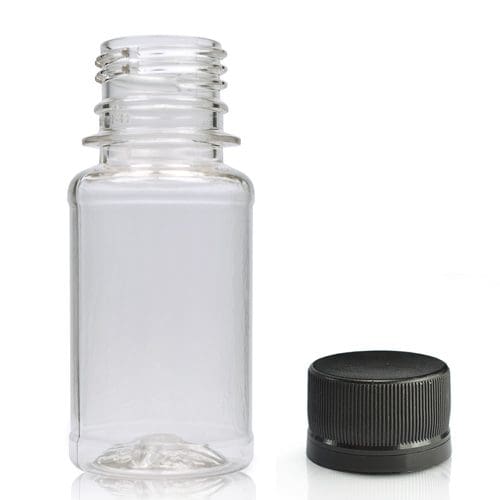 65ml Clear 30% PCR/RPET Shot Bottle With Tamper Evident Cap