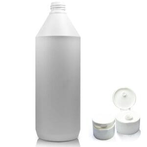 1 Litre White HDPE Bottle With White Flip Top Cap