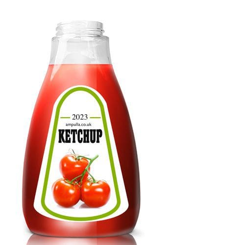 425ml Plastic Squeezy Ketchup Bottle & Flip Top Cap Ampulla