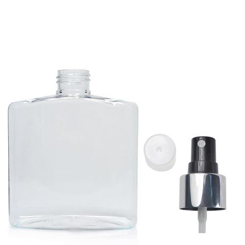 500ml Clear PET Rectangular Bottle 24mm Silver Atomiser Spray