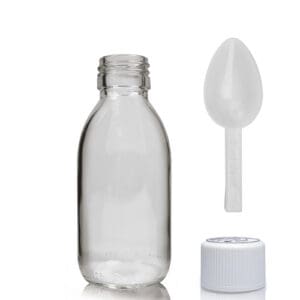 125ml Clear Glass Syrup Bottle & Medilock Cap