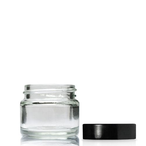 15ml Clear Glass Cosmetic Jar With Black Urea Cap Ampulla LTD