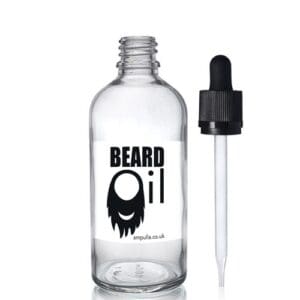 100ml Clear Beard Oil Bottle With Child Resistant Pipette With Wiper