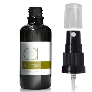 50ml Black Glass Skincare Bottle With Atomiser
