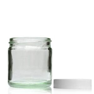 60ml Clear ointment jar with white cap