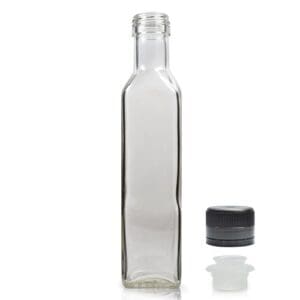 250ml Glass Olive Oil Bottle With Black Pour Cap