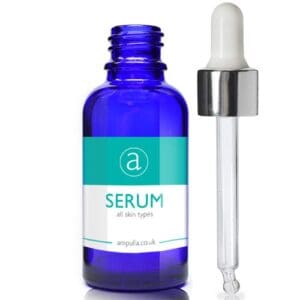 30ml Blue Glass Serum Bottle With Silver Pipette