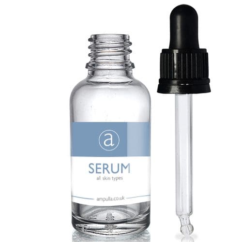 30ml Clear Glass Serum Bottle With Pipette & Wiper Ampulla LTD