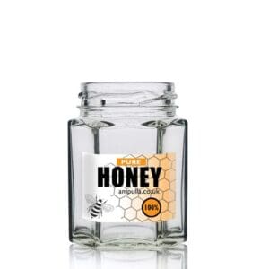 55ml Hexagonal Glass Honey Jar
