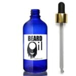 100ml Blue Glass Beard Oil Bottle With Luxury Gold Pipette