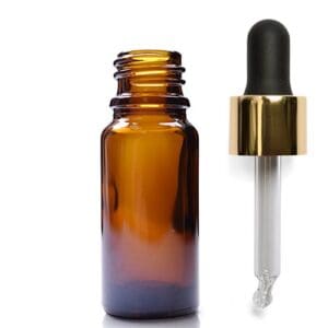 10ml Amber Glass Dropper Bottle With Luxury Gold Pipette
