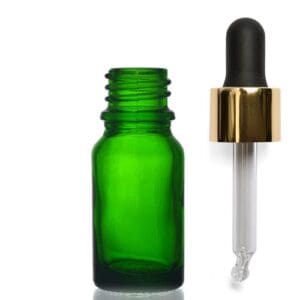 10ml Green Glass Dropper Bottle With Luxury Gold Pipette