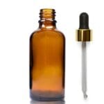 50ml Amber Glass Dropper Bottle With Luxury Gold Pipette