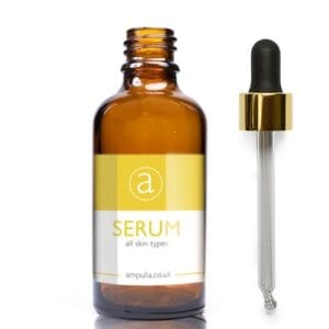50ml Amber Glass Serum Bottle With Luxury Gold Pipette