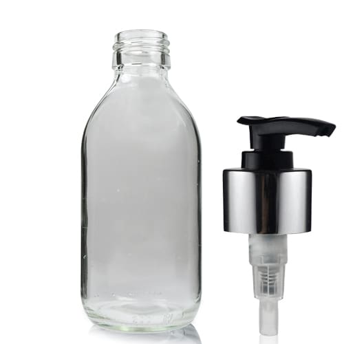 200ml Clear Glass Sirop Bottle Premium Lotion Pump