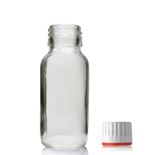 60ml Clear Glass Syrup Bottle & Tamper Evident Cap Ampulla Ltd