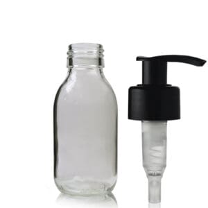 100ml Clear Glass Sirop Bottle with black pump