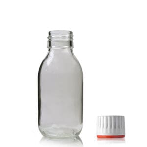 100ml Glass Sirop Bottle w red band cap