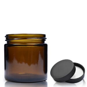 60ml Amber Glass Cream Jar With Black Cap