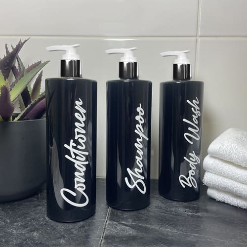 500ml Black Bathroom Bottle Set - Ampulla - 0161 367 1414